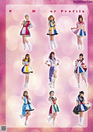 A group of young women dressed in costumes posing for a magazine.