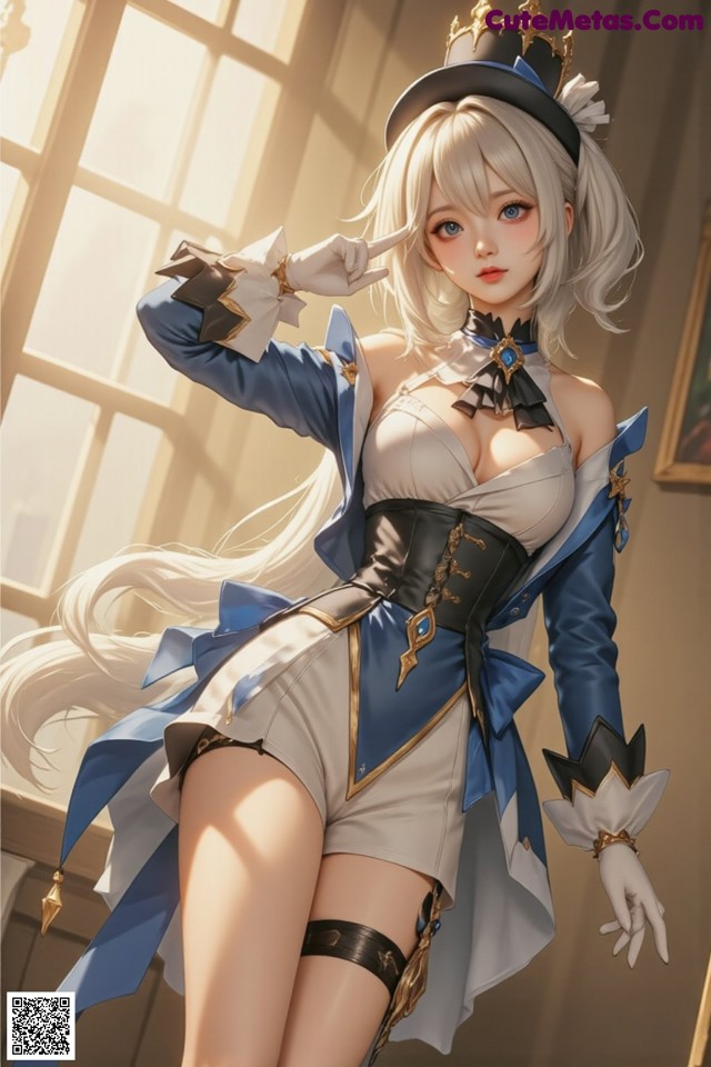 Hentai - Luminous Charm of the Aquatic Enchantress Set.2 20250126 Part 3 No.2294af A woman in a blue and white outfit with a crown on her head.