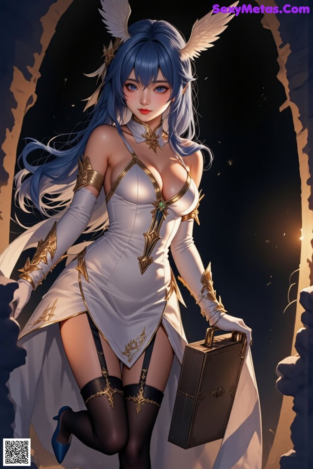 Hentai - Captivating Grace of the Cosmic Maiden Set.2 20250125 Part 9 No.1a5856 A woman in a white dress holding a briefcase.