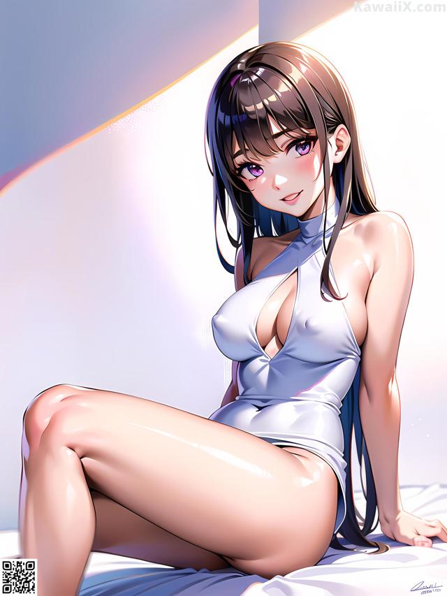 Hentai - 华彩繁花 Set 1 20230602 Part 9 No.8d8ec0 A woman in a white dress sitting on a bed.